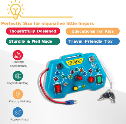 Toddler Busy Sensory Board,Montessori Travel Toy for 3 Year Old Learning Activities