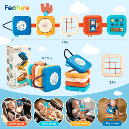 Busy Board for 1 Year Old,Travel Toys for Toddlers 1-3,Montessori for 1 2 Year Old Boy Girl,Airplane Toys for Toddlers,Busy Board Cube Toy for 12-18 Months