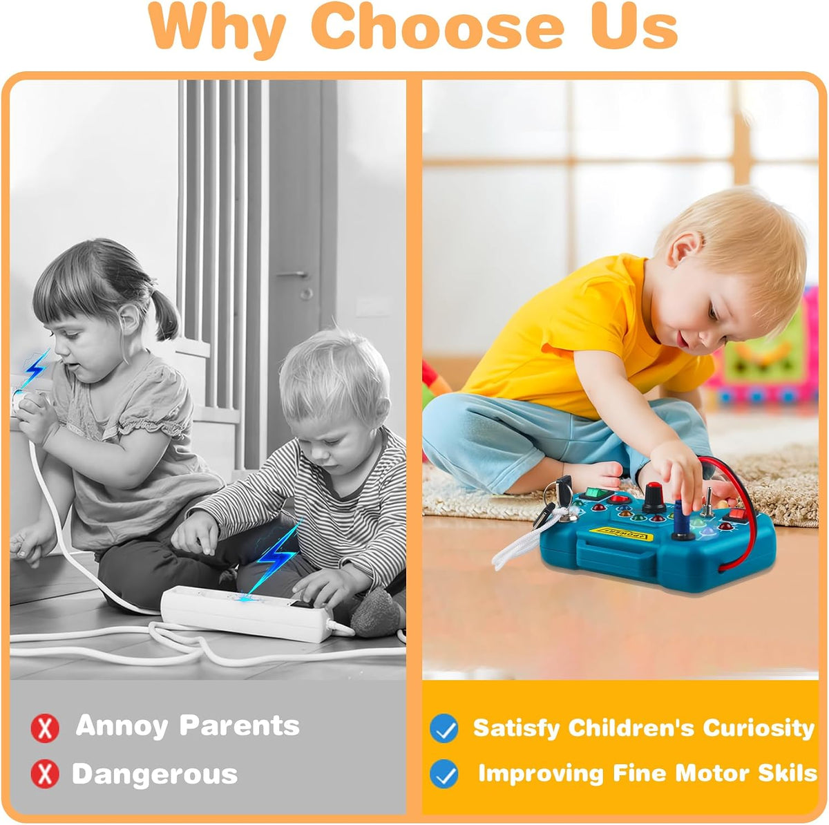 Toddler Busy Sensory Board,Montessori Travel Toy for 3 Year Old Learning Activities