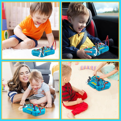 Toddler Busy Sensory Board,Montessori Travel Toy for 3 Year Old Learning Activities