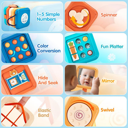 Busy Board for 1 Year Old,Travel Toys for Toddlers 1-3,Montessori for 1 2 Year Old Boy Girl,Airplane Toys for Toddlers,Busy Board Cube Toy for 12-18 Months